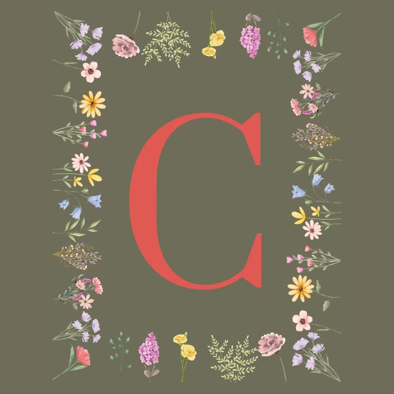 Initiales florales « C », monogramme de lettres