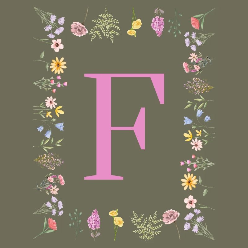 Florale Initialen "F", Buchstaben Monogramm 