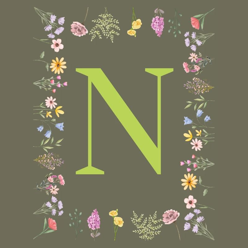 Initiales florales « N », Lettres monogrammes