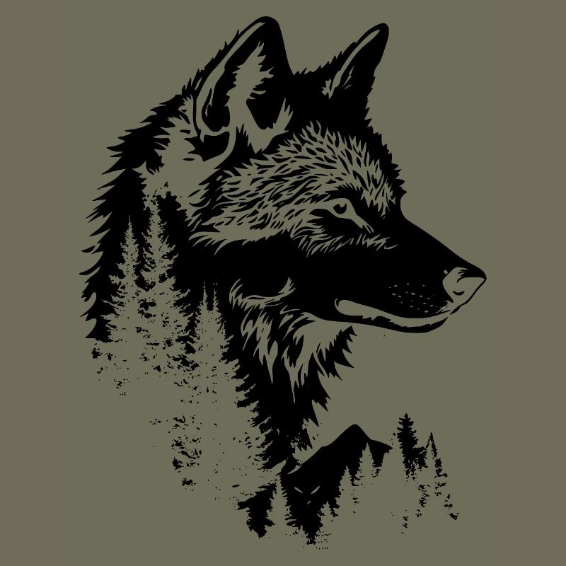 Wolf Face Forest Silhouette