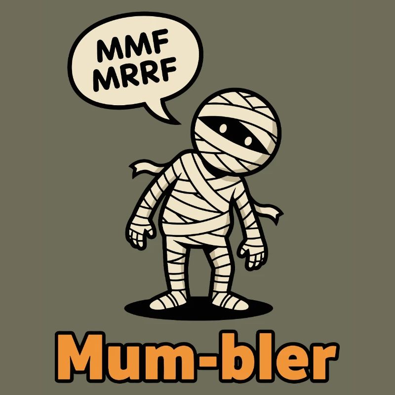 Mumienfigur mit Sprechblase