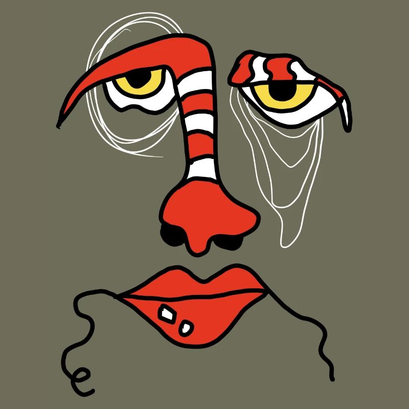 Visage abstrait avec rayures