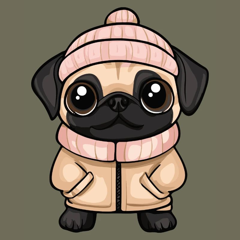 Pug Dog Winter