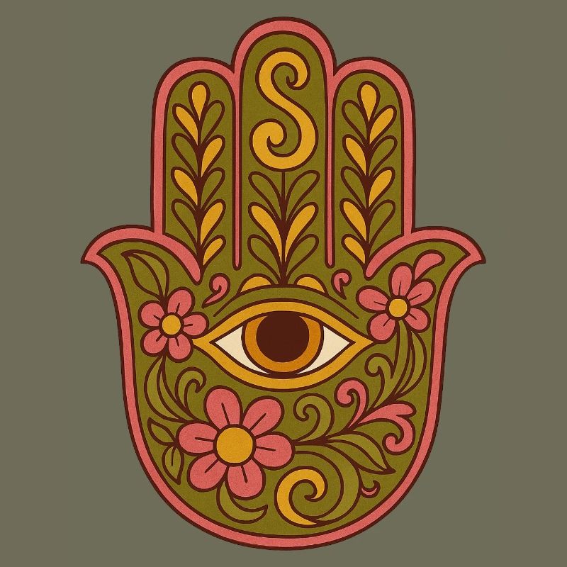 Hamsa oeil Floral Boho Artwork
