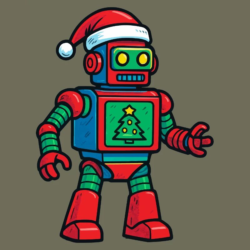 Roboter mit Weihnachtsbaum