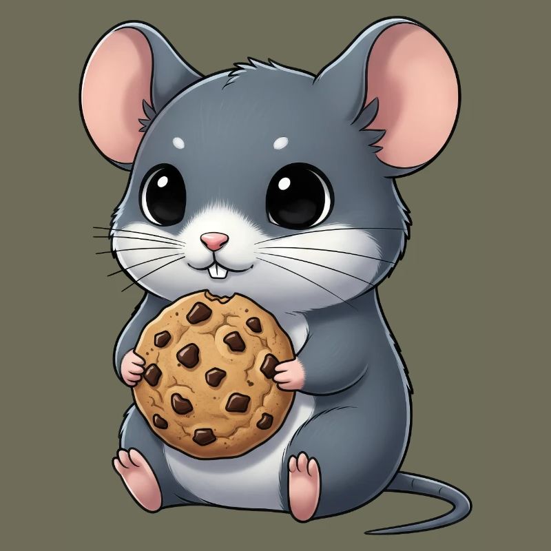 Souris mignonne avec biscuits Cookie Snacking dessin animé