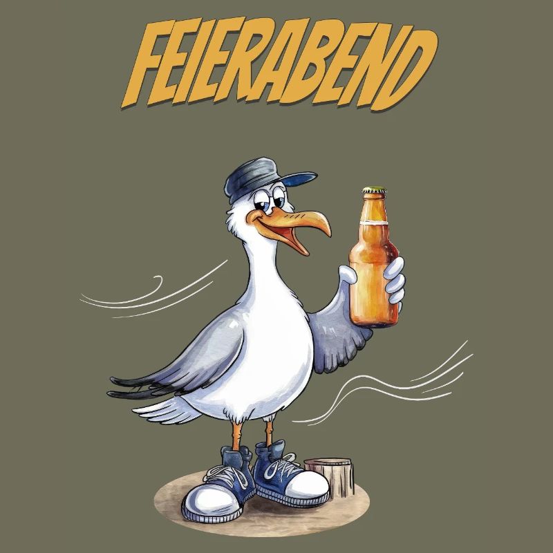 Feierabend Möwe Bierlustig Spruch