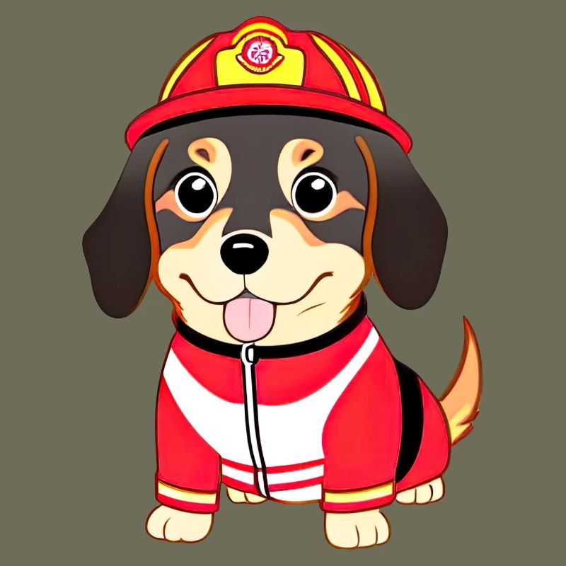 Chiot, chien comme pompier