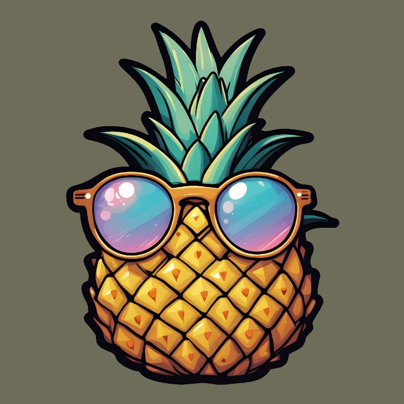 Tropical pineapple with sunglasses