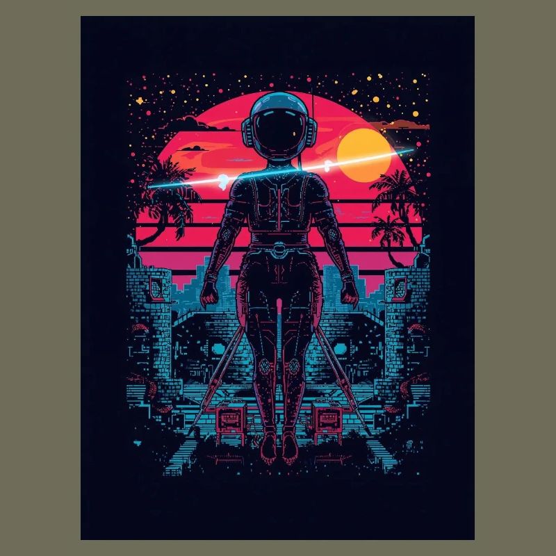 Astronaut Neon Sunset