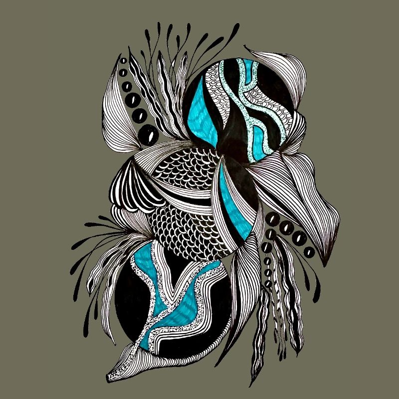 BlackTurquoise Scale Pattern