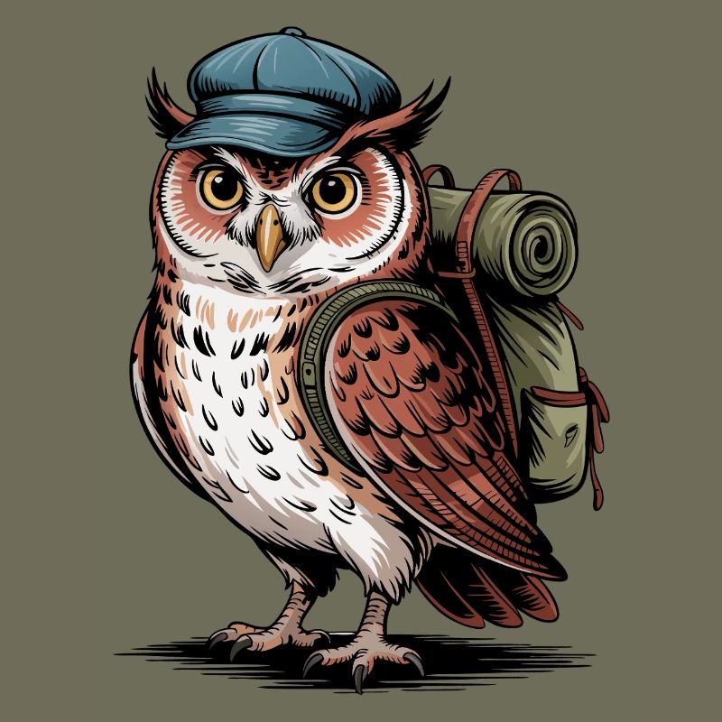 Wandering owl with backpack
