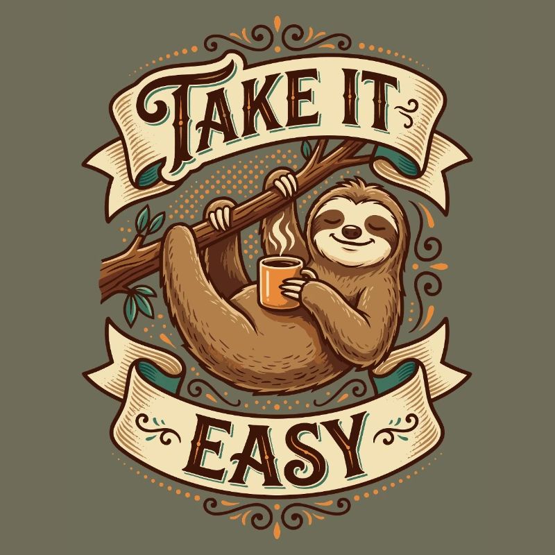 Take It Easy Sloth Motif