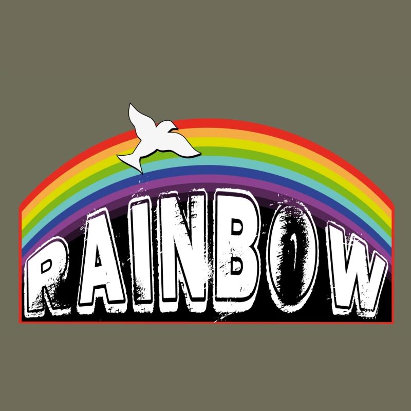 RAINBOW lettering with pigeon