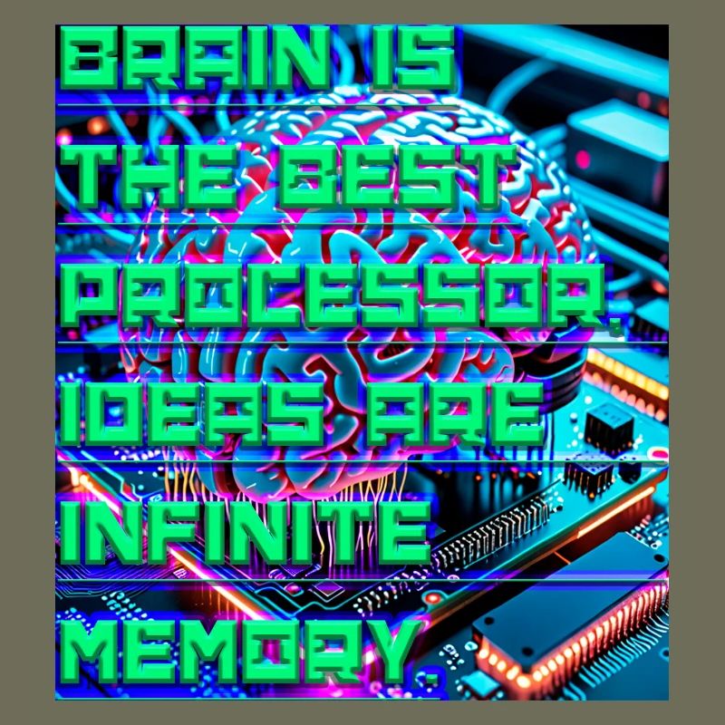 The Brain Is the Best Processor — Tech Neon Quote 