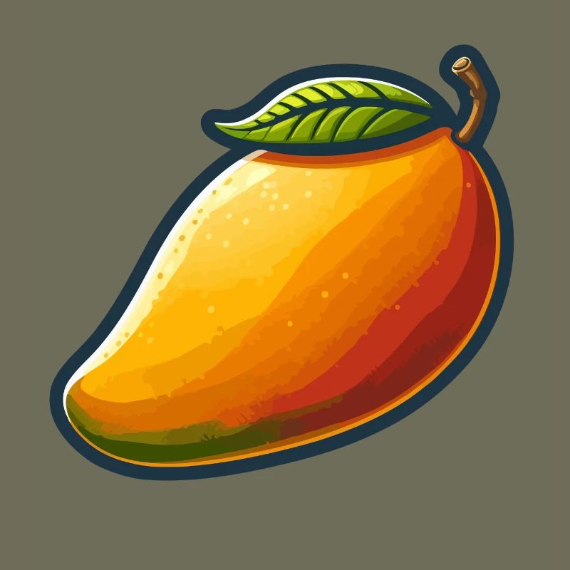 Bunte Mango mit grünem Blatt