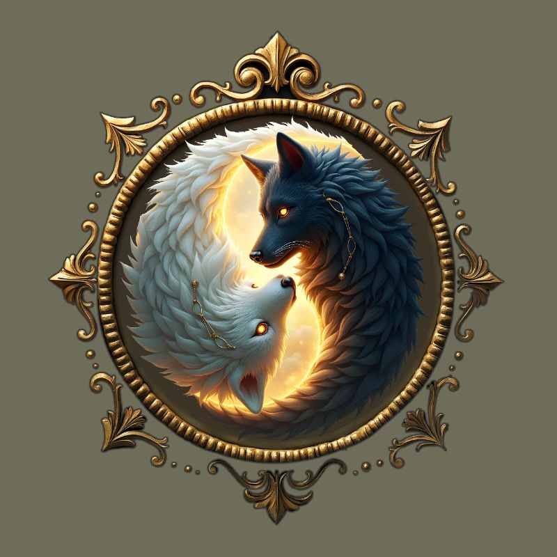 Moon wolves in circle