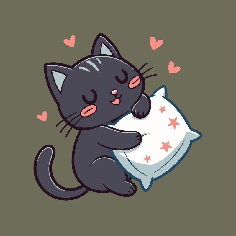 Starry Cuddly Black Cat with Pillow