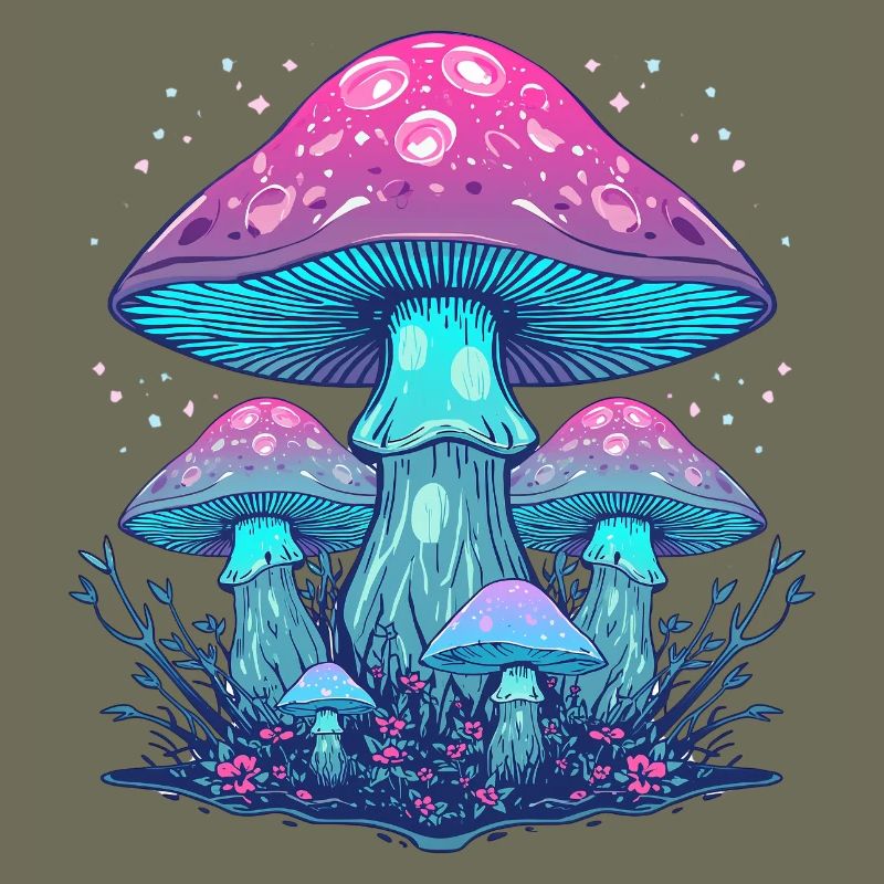 Ethereal Neon Mushrooms