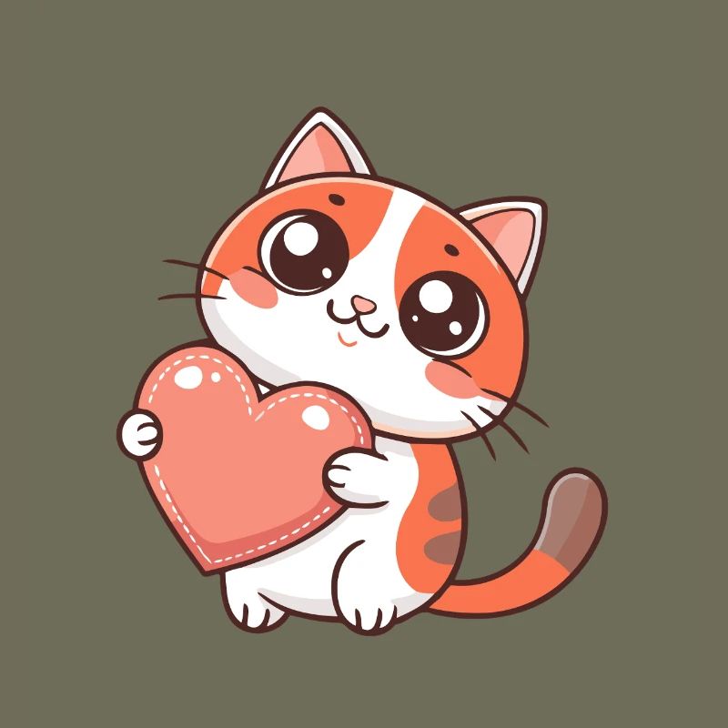 Pastel Heart Cuddly Cat