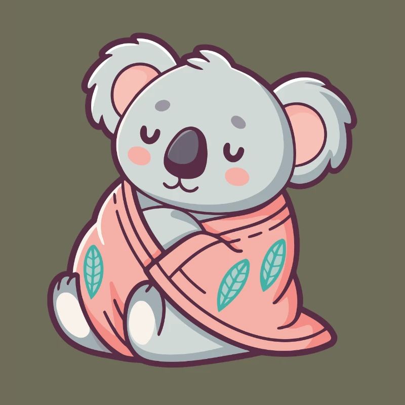 Koala câlin enveloppé dans une couverture rose