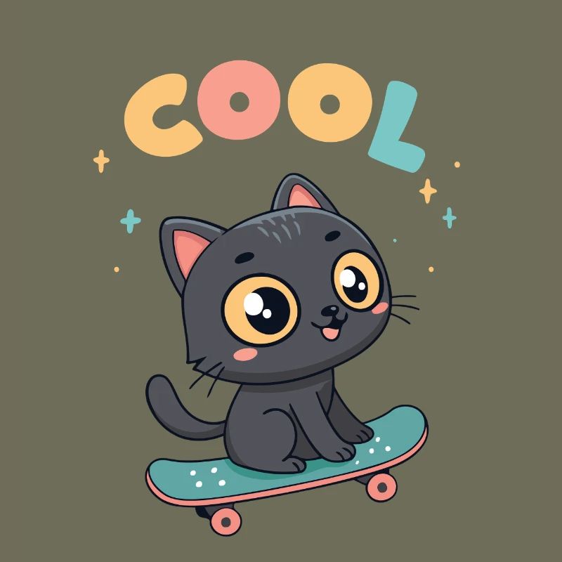 Pastel skateboard cat