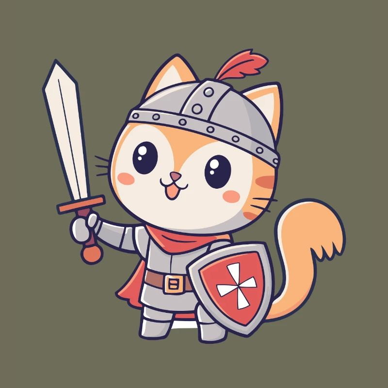 Chat Chevalier Épée et Bouclier