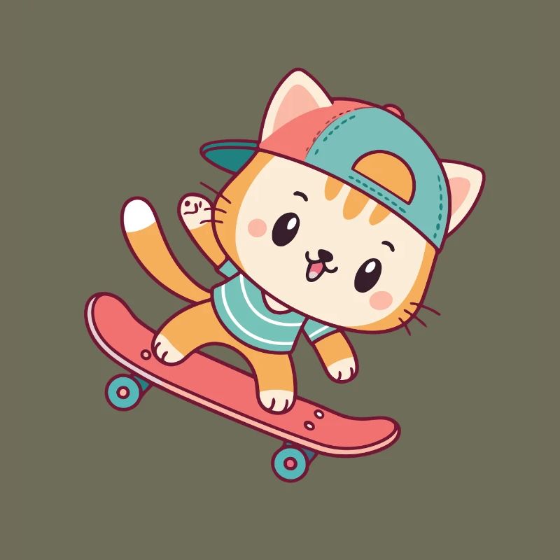 Katzen-Skateboard mit Kappe