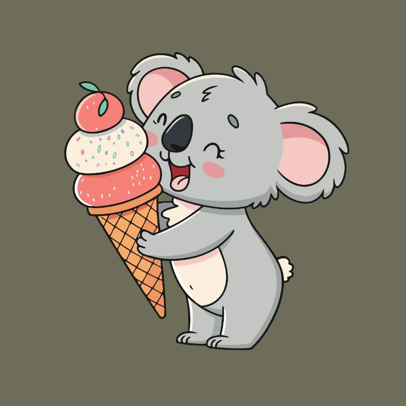 Koala gourmand et cornet de glace