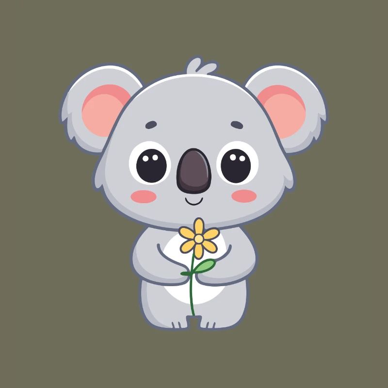 Cute Koala and Bright Flower