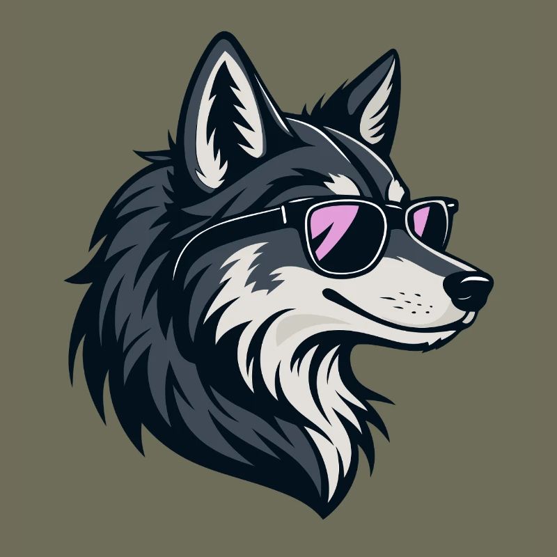 Chic wolf with rose-colored glasses