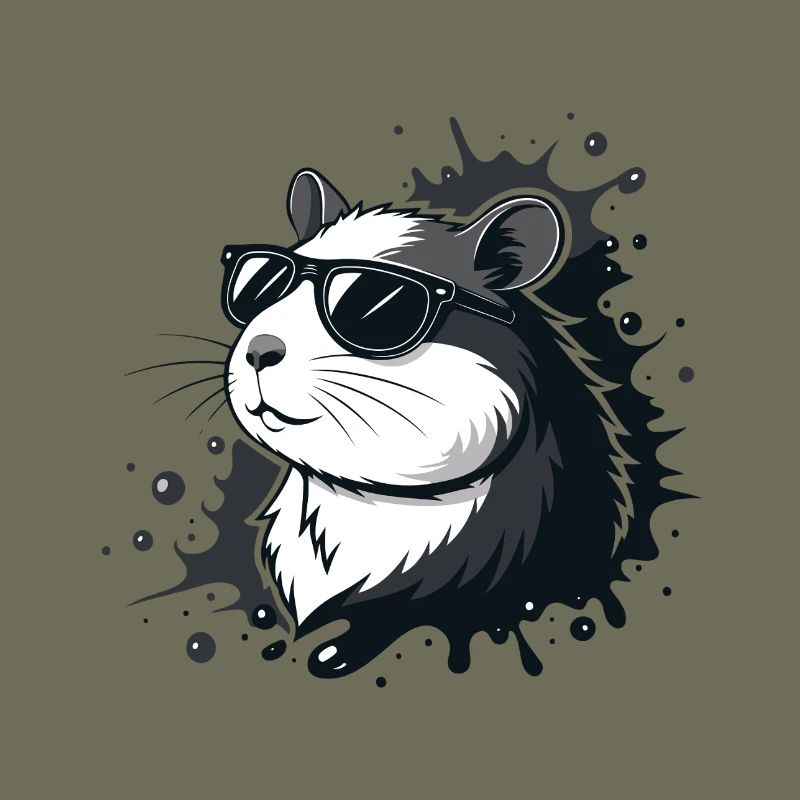 Chic hamster black glasses splash