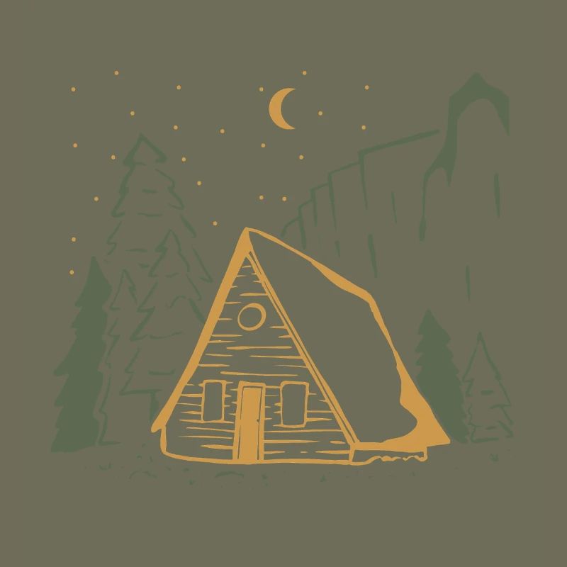 Nuit de cabane rustique au clair de lune