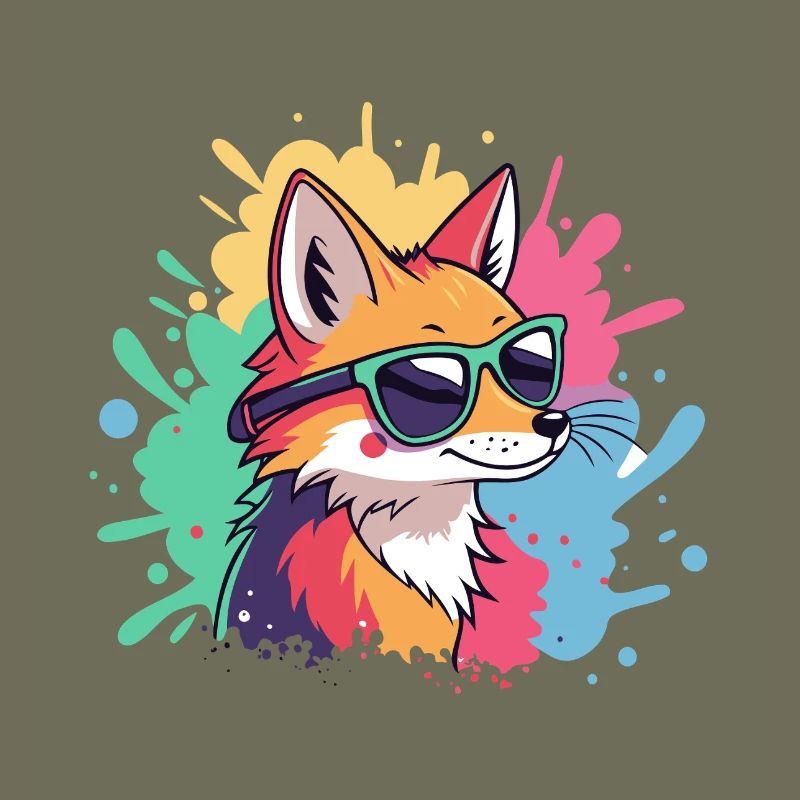 Fox Pop Art Colorful Glasses