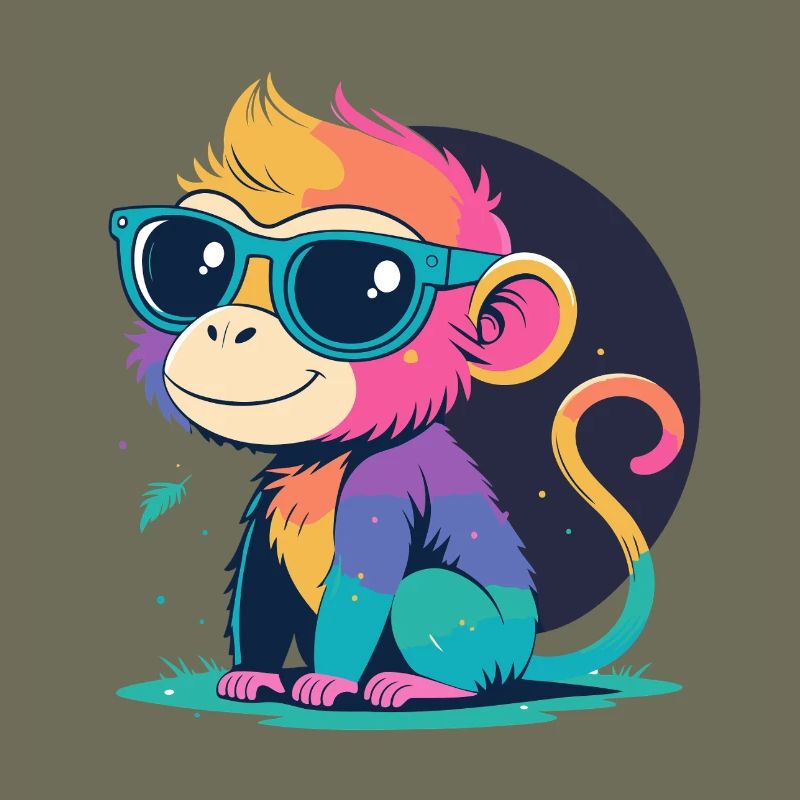 Rainbow Monkey with Glasses