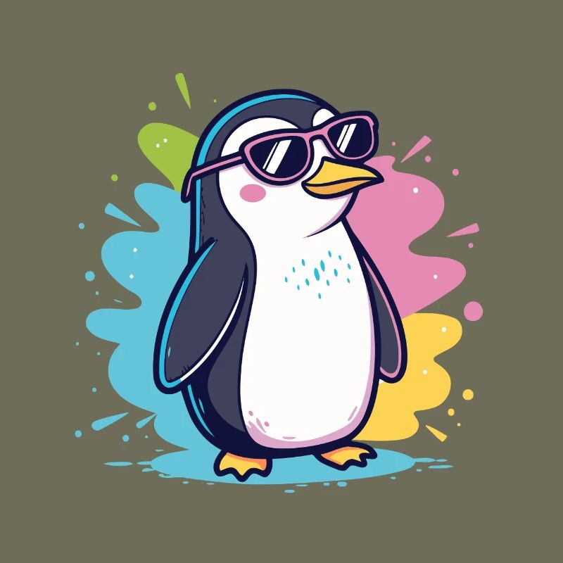 Bunter, cooler Ploppinguin mit Brille