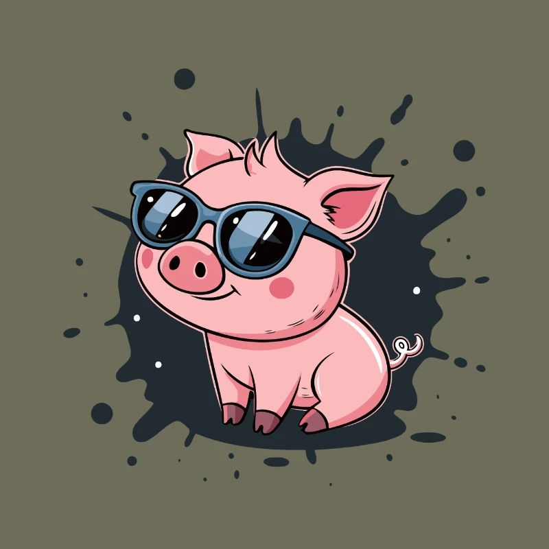 Cool pig in glasses on splash