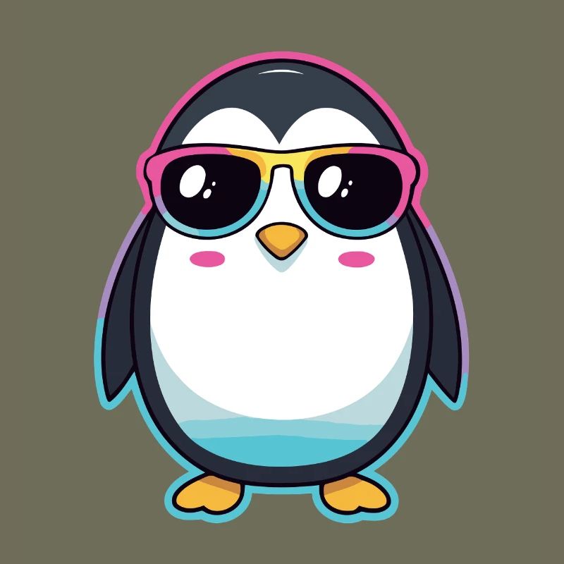 Schicker Pinguin mit Regenbogengläser