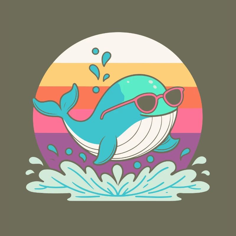 Whale Surf Retro Rainbow