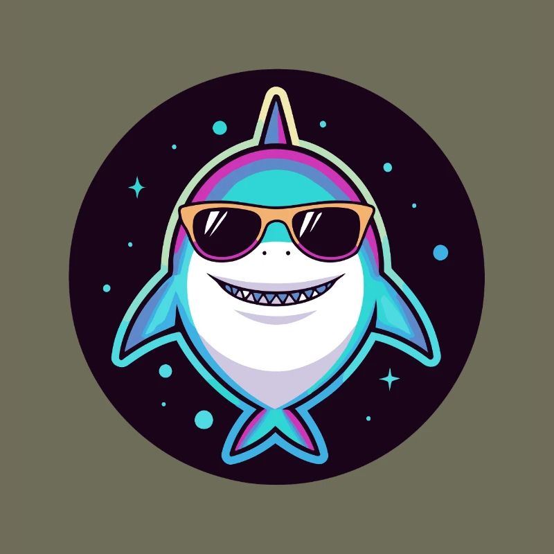Neon-Regenbogenhai mit Sonnenbrille