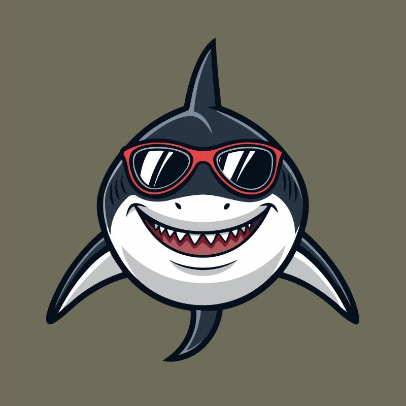 Shark Hipster Rote Brille