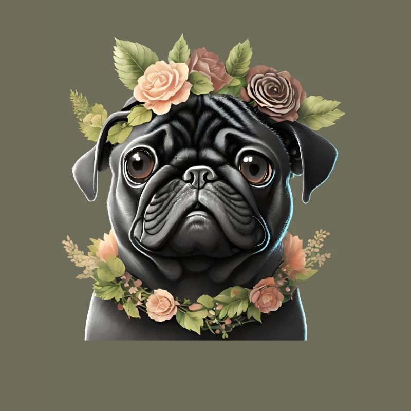 Mops mit Kranz