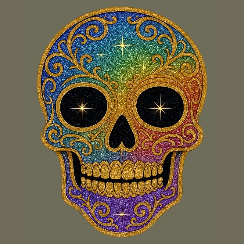 Regenbogen Glitzer Sugar Skull