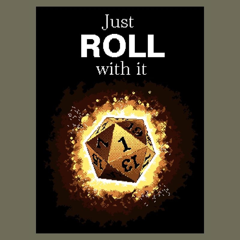 Just Roll With It Retro D20 Gold Dice