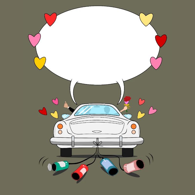 Wedding car with speech bubble in silver
