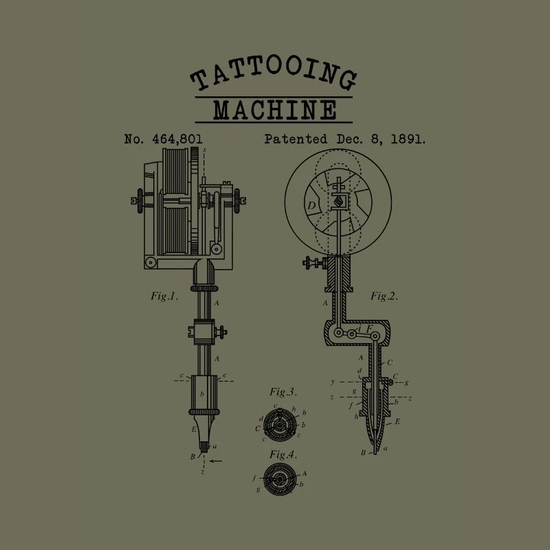 Tattooing Machine - technical drawing needle