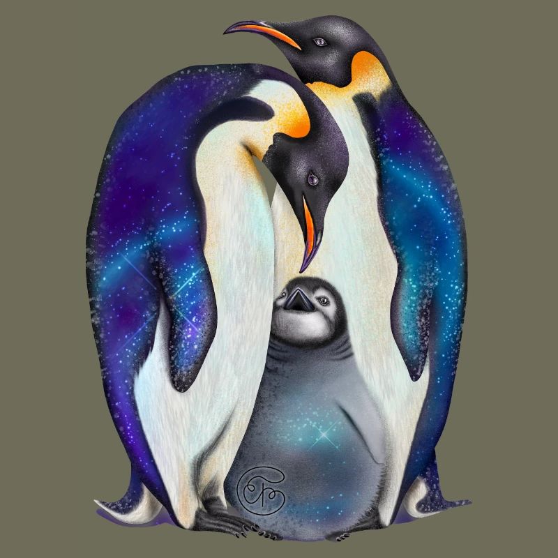 Süße Pinguine mit Sternenhimmel