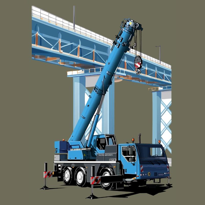 Mobile crane assembles bridge sections