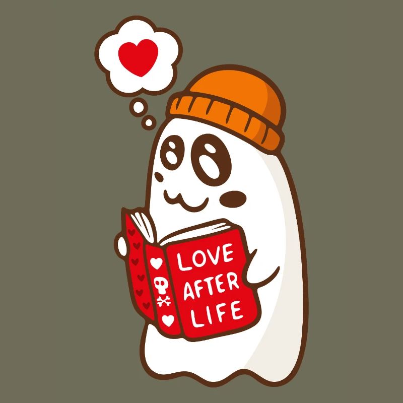 Spooky Cute Ghost Reading Love Book