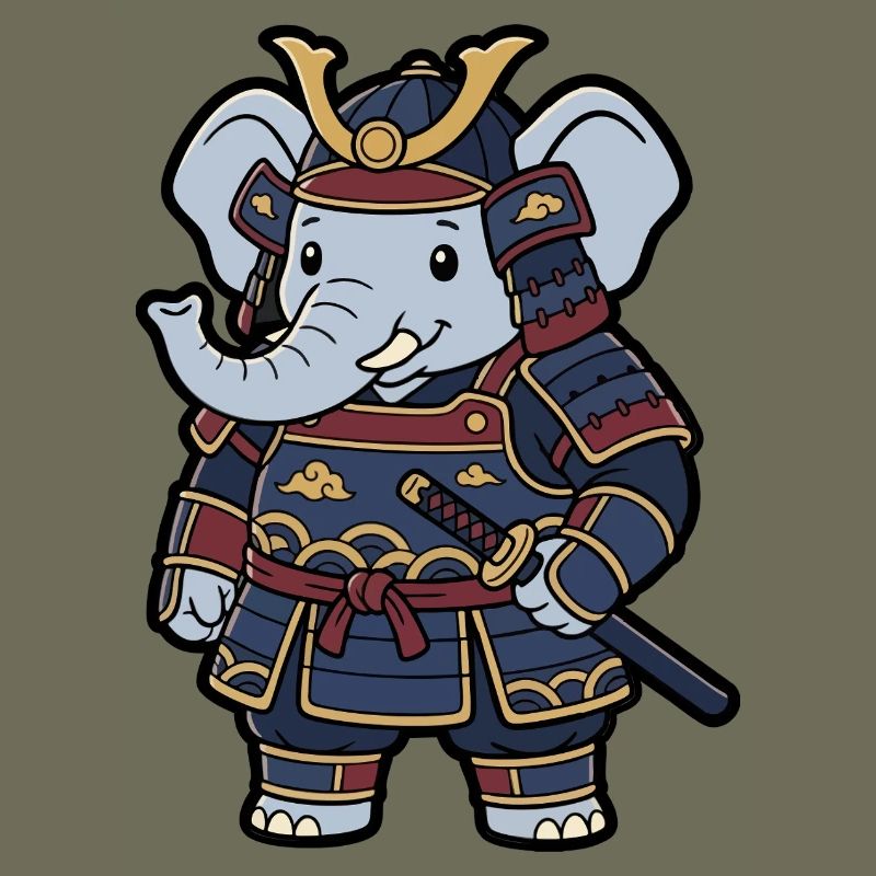 Elephant Samurai in Warrior Armor